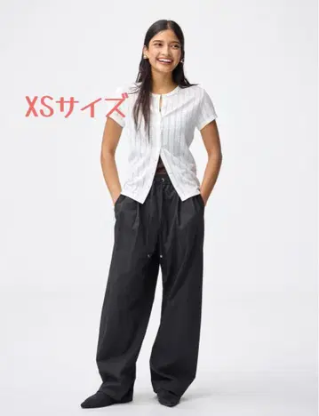지유 배럴 레그 풀온 팬츠 Q XS 블랙 블랙