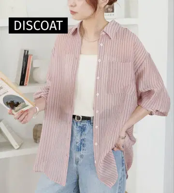 DISCOAT 시어 스트라이프 셔츠
