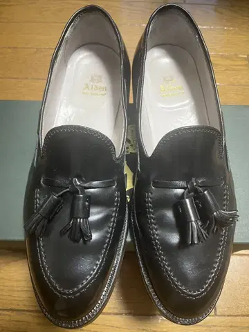 alden664 블랙 코도반 태슬 로퍼 9D