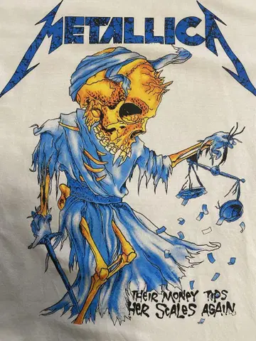 METALLICA 양면 프린트 긴팔 티셔츠 화이트 L 사이즈 메탈리카