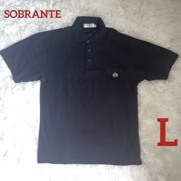 SOBRANTE 피케 셔츠 남성용 왼쪽 가슴 포켓 부착 블랙 반팔 L