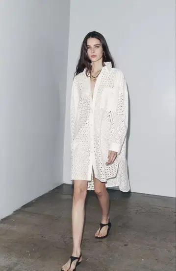 ZARA 자라 화이트 컷워크 자수 원피스 원피스 코튼