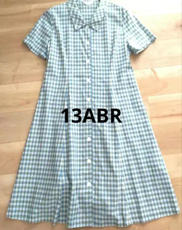 Grace Gallery 블루 계열 체크 반팔 롱 원피스 13ABR