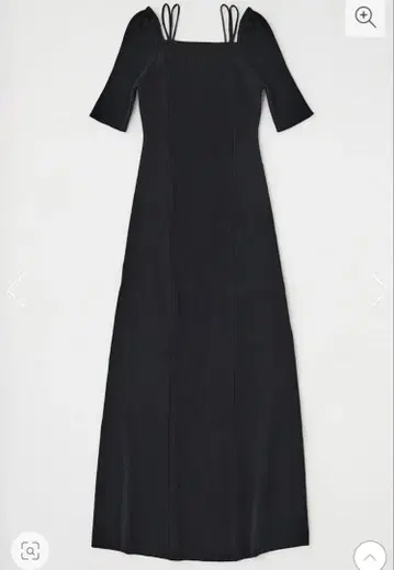 SQUARE NECK H/S 블랙 니트 반팔 롱 원피스