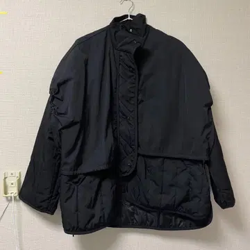 select MOCA 블랙 후드 부착 나일론 아우터 F