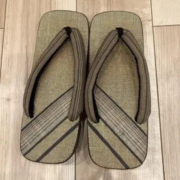 남성용 일본 나막신 스트라이프 무늬 베이지 계열