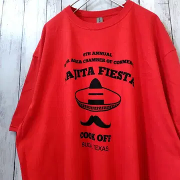 길단 FAJITA FESTA 빅 사이즈 티셔츠 레드 2XL 구제 의류