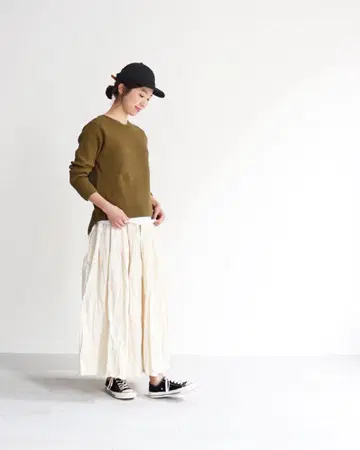 Gauze# 거즈 오리지널 코팅 린넨 플리츠 스커트