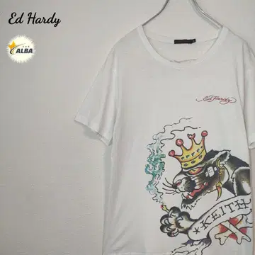 Ed Hardy 에드하디 티셔츠 90년대 빈티지 흰색 화이트 L