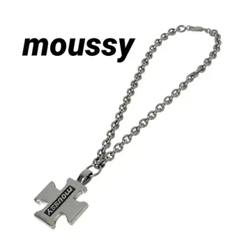 레어 moussy 마우지 순은 크로스 목걸이 실버925