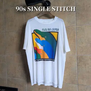 90s 돌고래 애니멀 아트 티셔츠 싱글 스티치