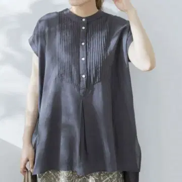 새상품 어반 리서치 에어리 코튼 핀턱 드레스 셔츠 잉크 블랙