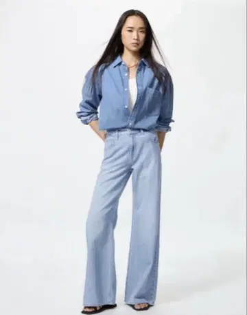 드레이프 와이드 플레어 청바지 유니클로 유니클로 24