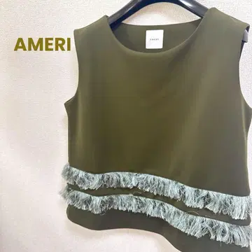 AMERI 아메리 상의 슬리브리스 프린지 여성용 상의
