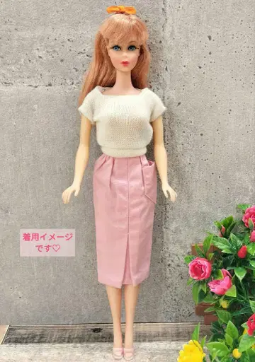빈티지 바비 오리지널 의상 스퀘어 넥 스웨터 쉬폰 스커트