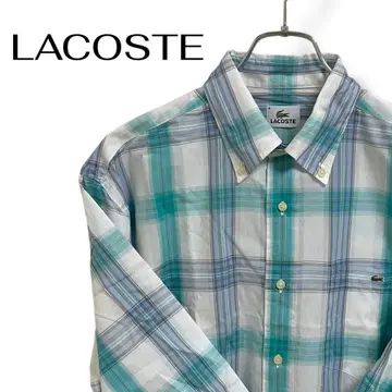 LACOSTE 라코스테 체크 무늬 버튼 다운 셔츠 남성용 XL 사이즈