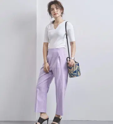 유나이티드 애로우즈 하이 웨스트 턱 팬츠 라벤더
