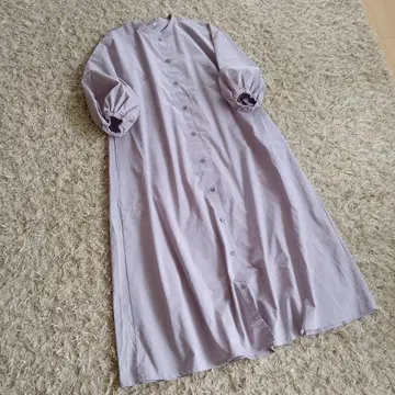 무인양품 건조하기 쉬운 노카라 롱 셔츠 원피스 겉옷