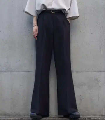 cussilTR 스트레치 루즈 실루엣 하이 웨스트 플레어 팬츠/데님 팬츠