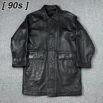 90년대 빈티지 천연 가죽 자켓 양가죽 블랙 가죽 코트