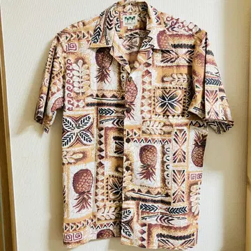 HAWAII I.D. 파인애플 패턴 빈티지 알로하 셔츠 M 사이즈