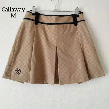 캘러웨이 체크 플리츠 스커트 베이지 M