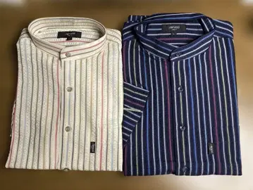 pierucci 피에루치 스트라이프 노카라 셔츠 반팔 L 남성용 2장