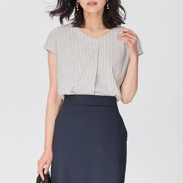 23구 세탁 가능한 스트라이프 저지 프렌치 슬리브 티셔츠 44