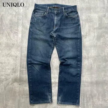 유니클로 [L] 데님 청바지 스트레이트 워시 가공 페이드 레귤러