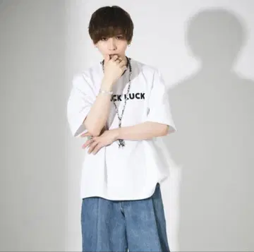 BLACKLUCK 타케야키 쇼 릴랙스 핏 로고 티셔츠 XL WHITE