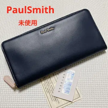 미사용 PaulSmith 폴 스미스 가죽 라운드 지퍼 장지갑 네이비