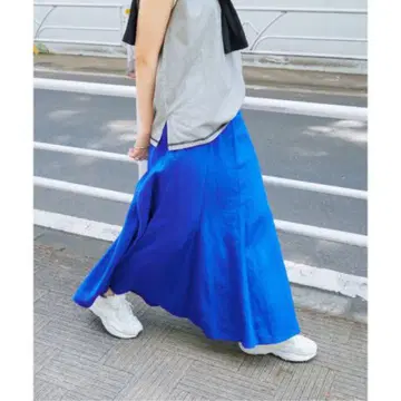 BCSTOCK 베이 세 스톡 린넨 롱 스커트 블루