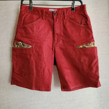 숏 팬츠 카모플라쥬 버건디 화이트 라인