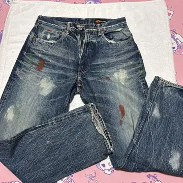 데미지 가공 인디고 블루 데님