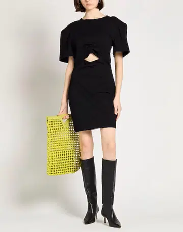 NENSI DOJAKA 블랙 컷 아웃 디자인 미니 원피스 드레스