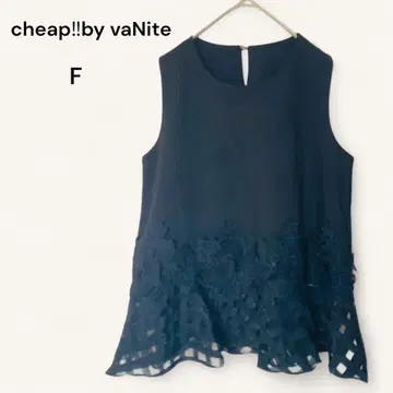 치프 바이 바니테 슬리브리스 블라우스 플라워 모티브 레이스 블랙 F