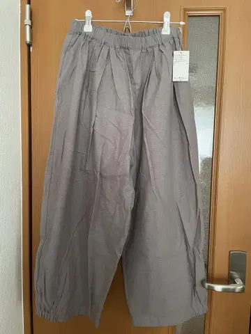 면 린넨 하프 개더 벌룬 팬츠