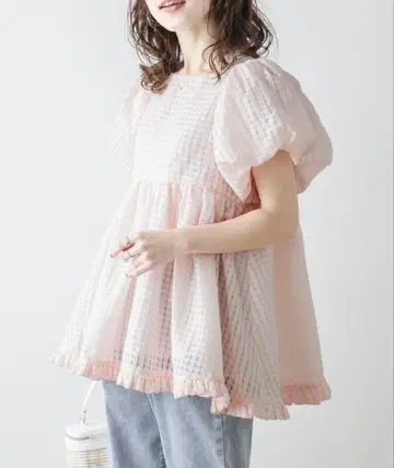 AMELY 포완 소매 깅엄 체크 상의