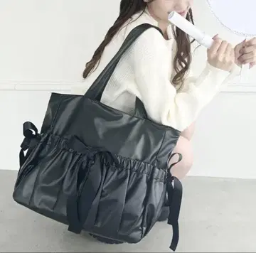 이타백 블랙 리본 대용량 토트백 덕질 a4