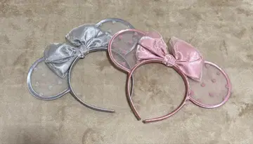 리본 포함 도트 무늬 머리띠 2개 세트