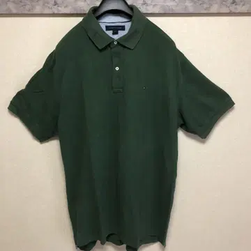 XL Tommy Hilfiger 반팔 피케 셔츠 남성용 그린 빅 사이즈
