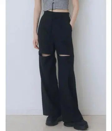 EMODA 에모다 지퍼 슬릿 와이드 팬츠