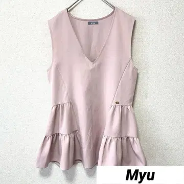 Myu 뮤 L 슬리브리스 V 넥 프릴 튜닉 걸리시 핑크