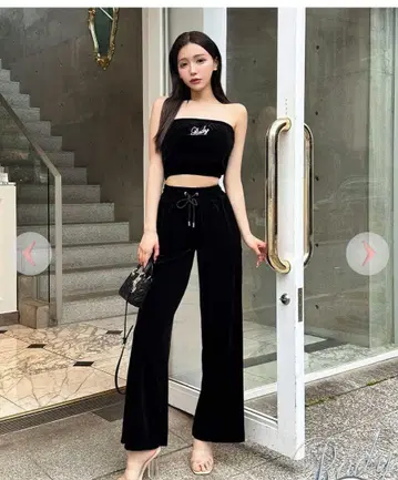 Rady 스톤 로고 셋업 블랙 비쥬 벨벳 셋업