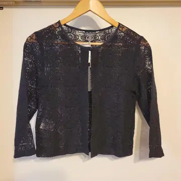 LAURA ASHLEY 블랙 레이스 긴팔 가디건 사이즈 7