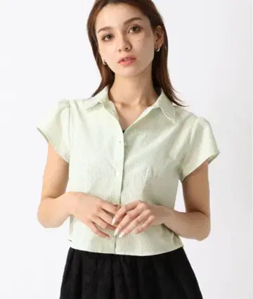 FOREVER21 블라우스 셔츠 스트라이프 크롭 셔츠 여성용