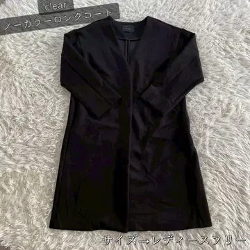 clear 노카라 롱 코트 블랙 프리 사이즈