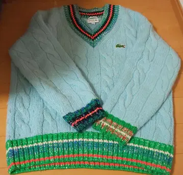 LACOSTE 데코 레이스 리브 니트 칠든 스웨터 니트 라코스테