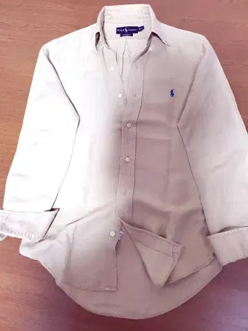 새상품급 랄프 로렌 린넨 실크 버튼 다운 긴팔 셔츠 포니 자수