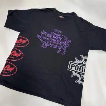 사이즈 L PORKCHOP 4면 프린트 크루넥 티셔츠 포크찹